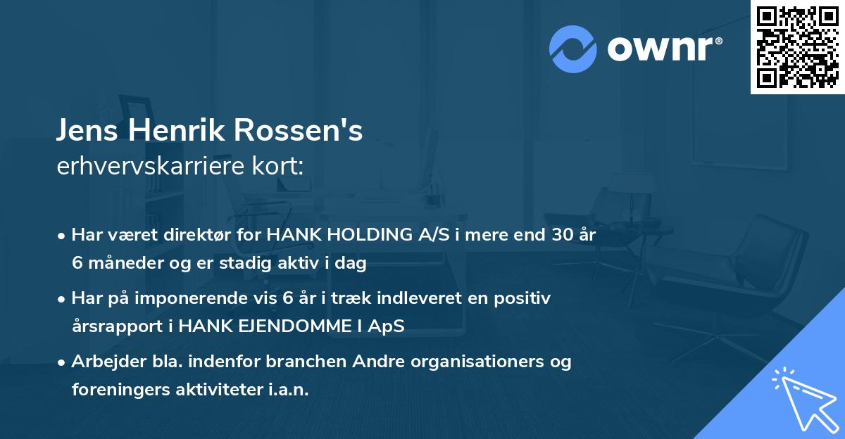 Jens Henrik Rossen's erhvervskarriere kort