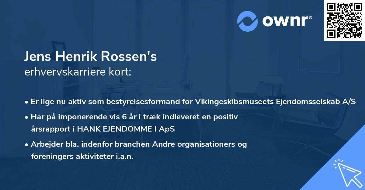 Jens Henrik Rossen's erhvervskarriere kort