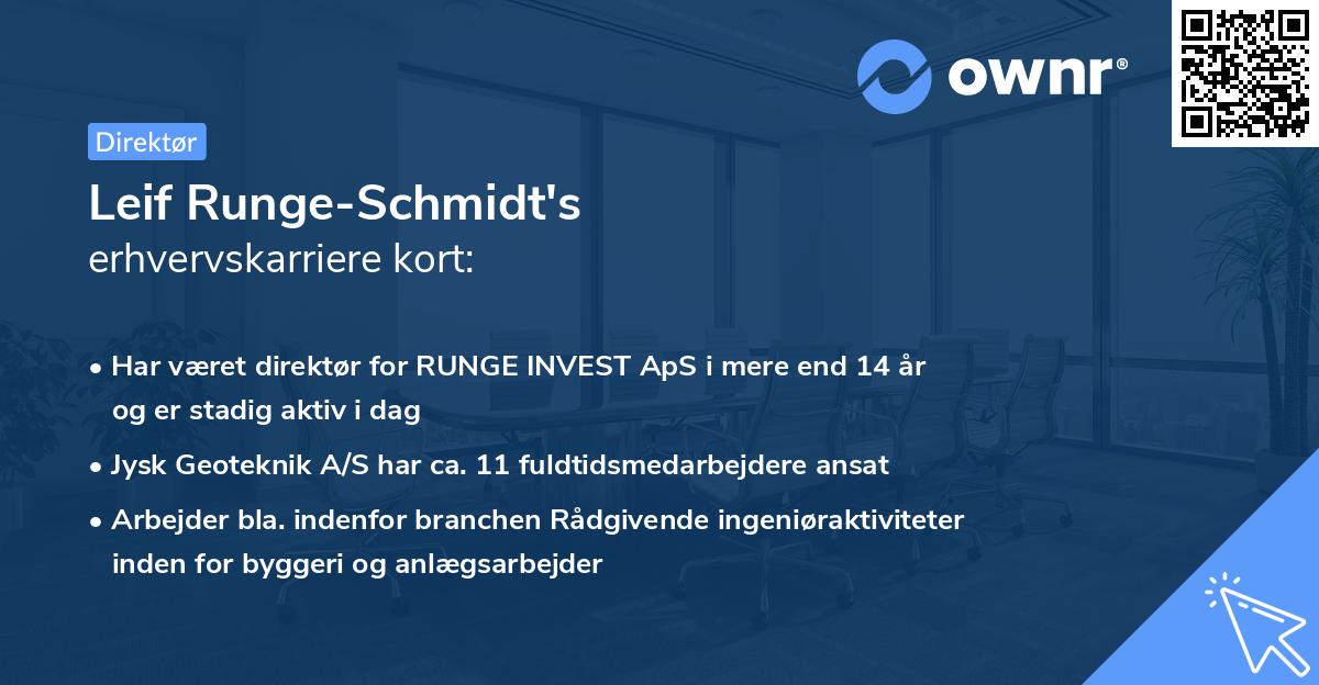 Leif Runge-Schmidt's erhvervskarriere kort