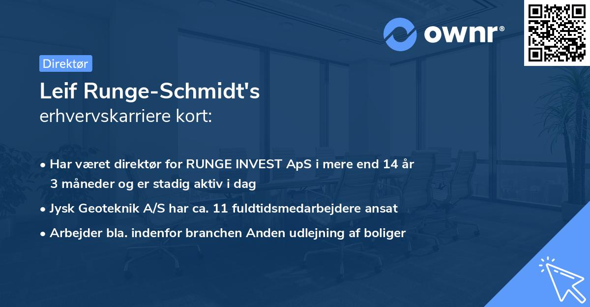 Leif Runge-Schmidt's erhvervskarriere kort