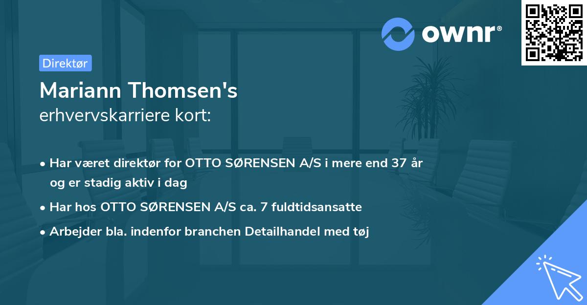 Mariann Thomsen's erhvervskarriere kort
