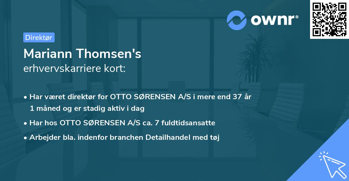 Mariann Thomsen's erhvervskarriere kort