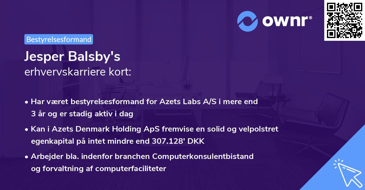 Jesper Balsby's erhvervskarriere kort