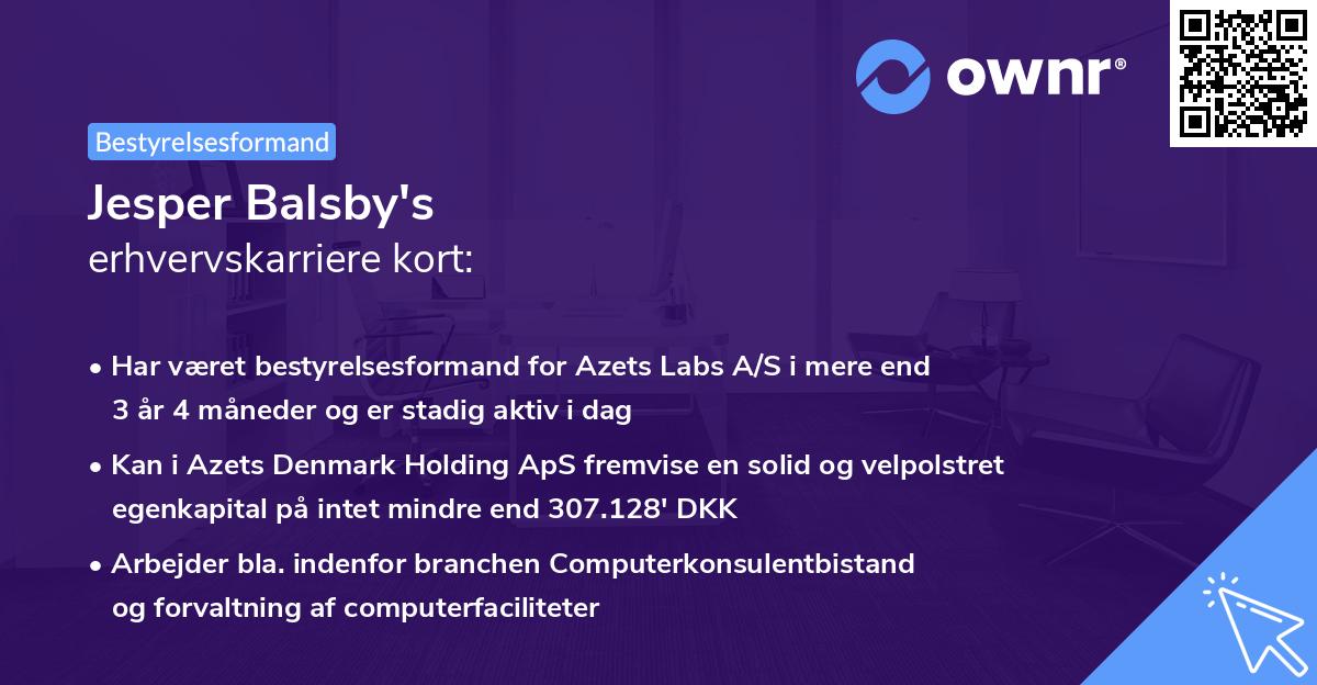 Jesper Balsby's erhvervskarriere kort