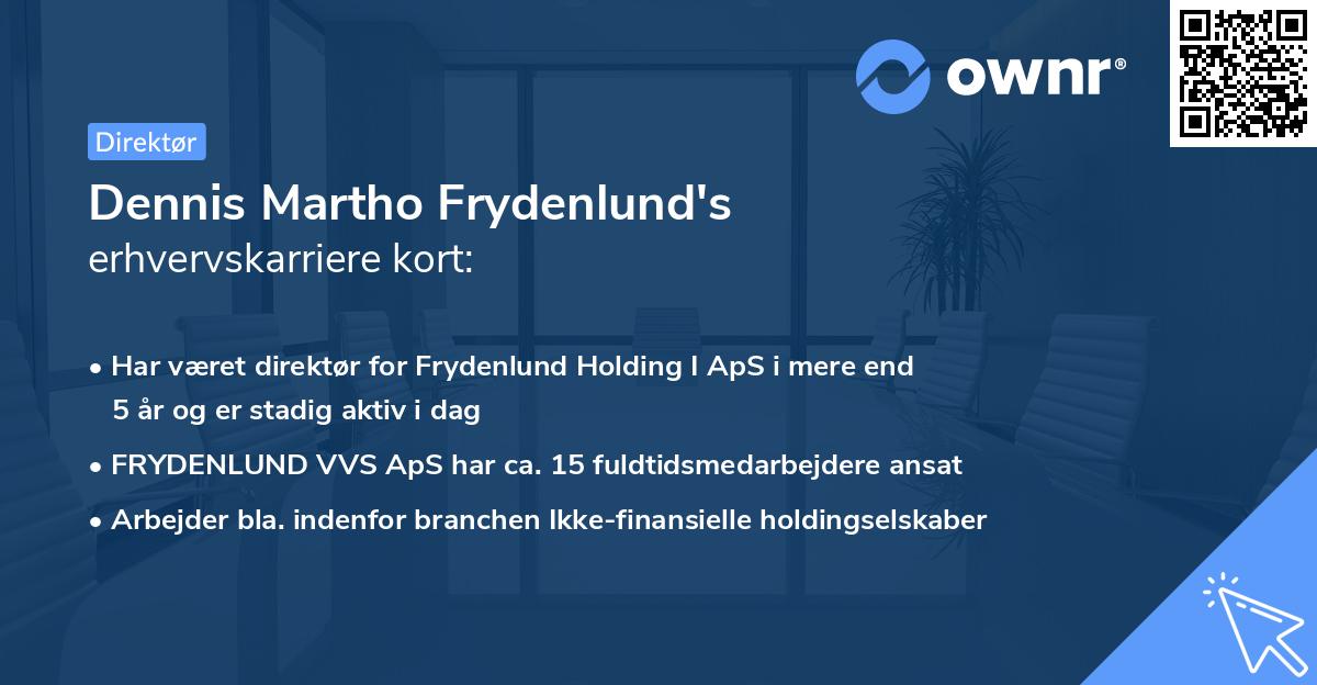 Dennis Martho Frydenlund's erhvervskarriere kort