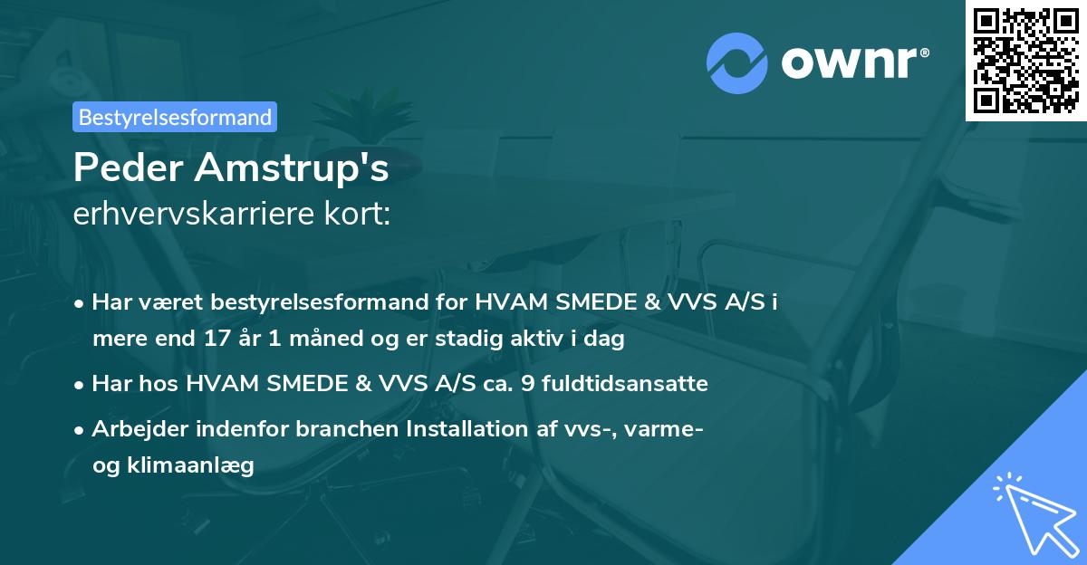 Peder Amstrup's erhvervskarriere kort