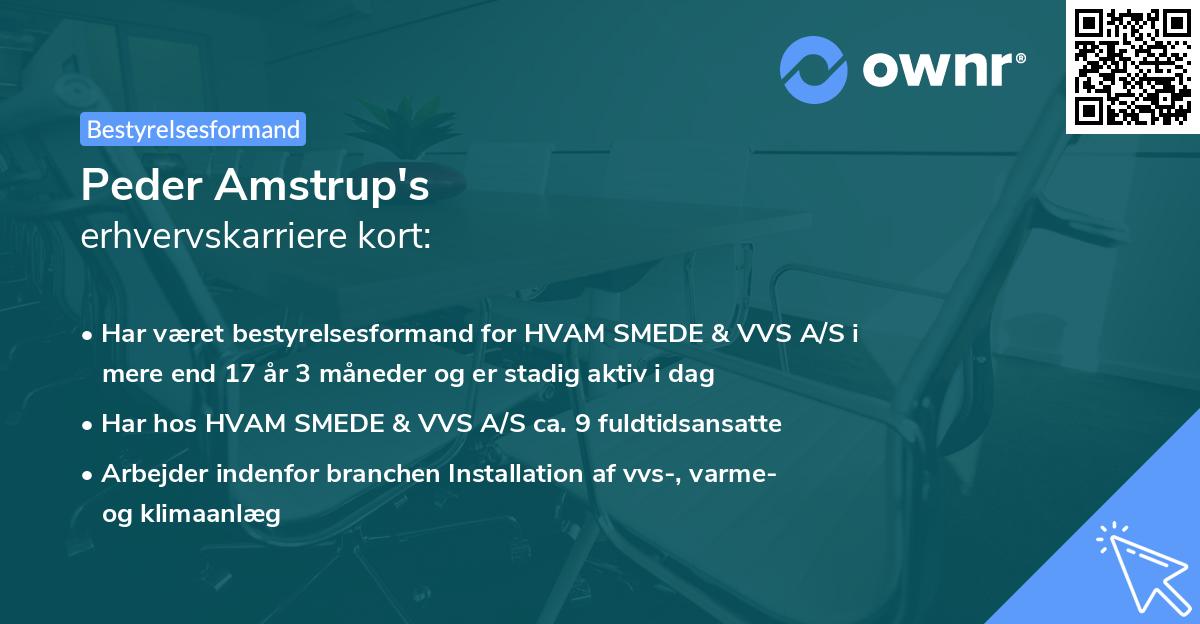 Peder Amstrup's erhvervskarriere kort