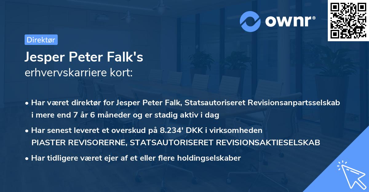 Jesper Peter Falk's erhvervskarriere kort