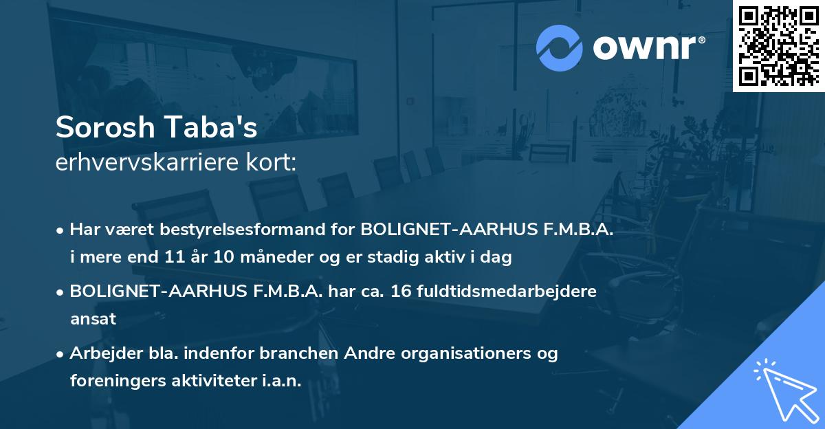 Sorosh Taba's erhvervskarriere kort