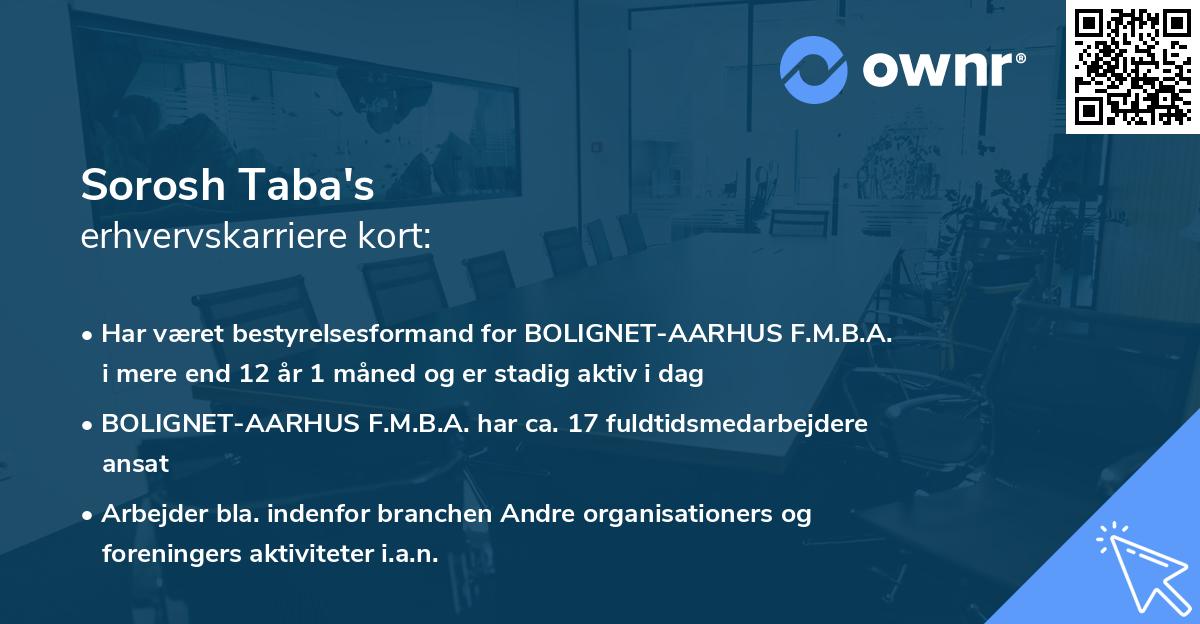 Sorosh Taba's erhvervskarriere kort
