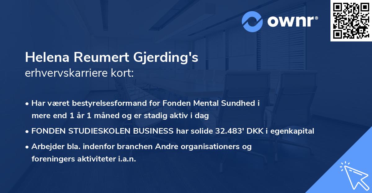 Helena Reumert Gjerding's erhvervskarriere kort