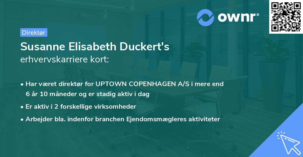 Susanne Elisabeth Duckert's erhvervskarriere kort