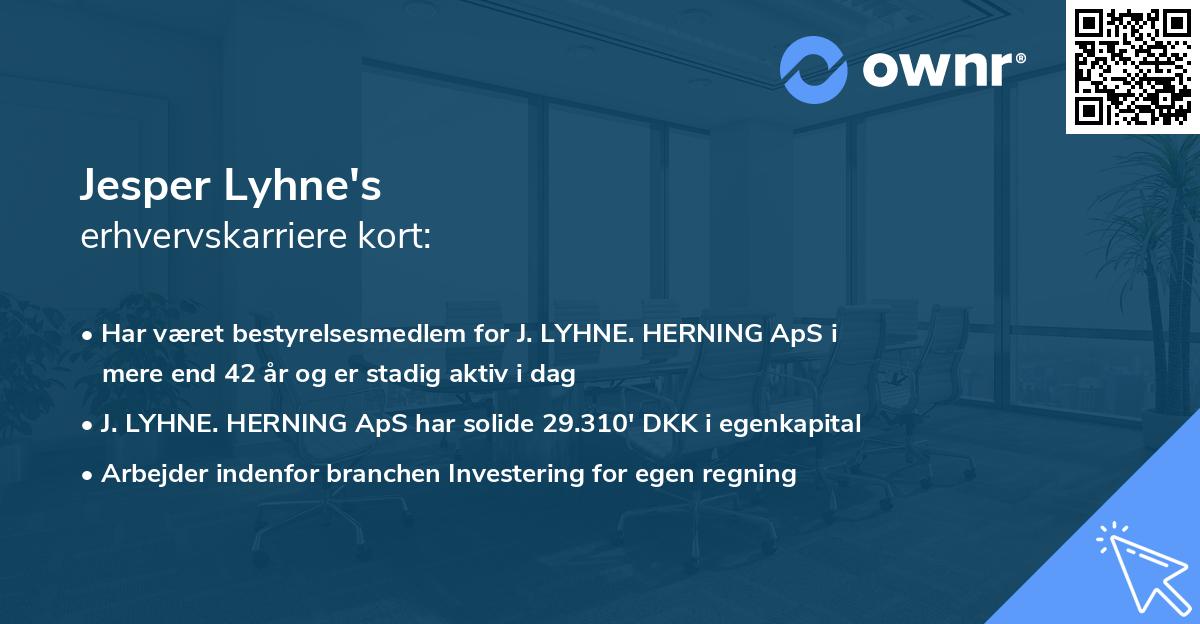 Jesper Lyhne's erhvervskarriere kort