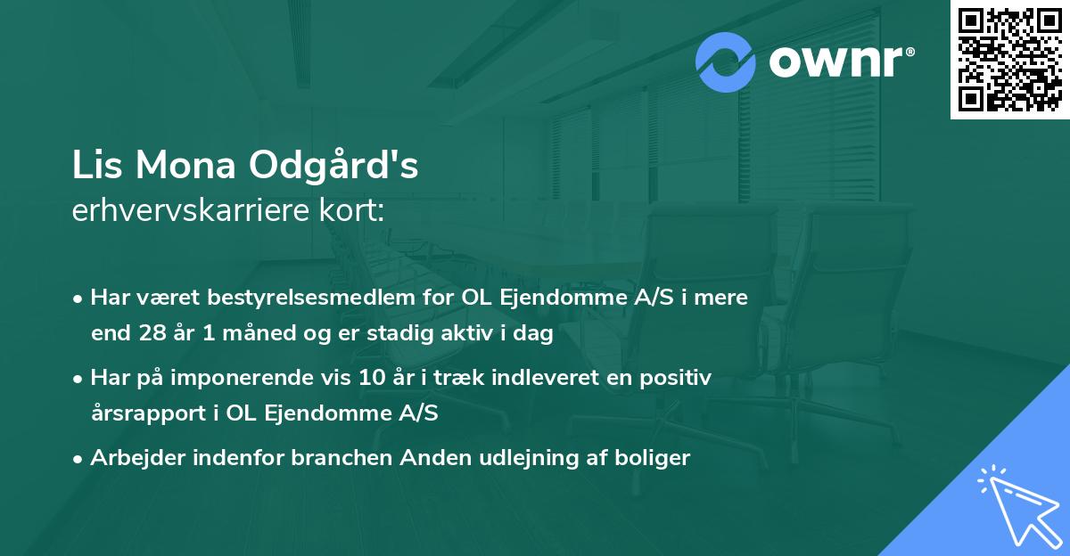 Lis Mona Odgård's erhvervskarriere kort