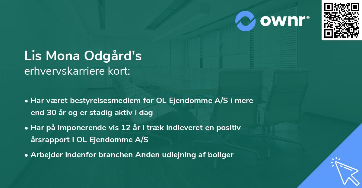 Lis Mona Odgård's erhvervskarriere kort