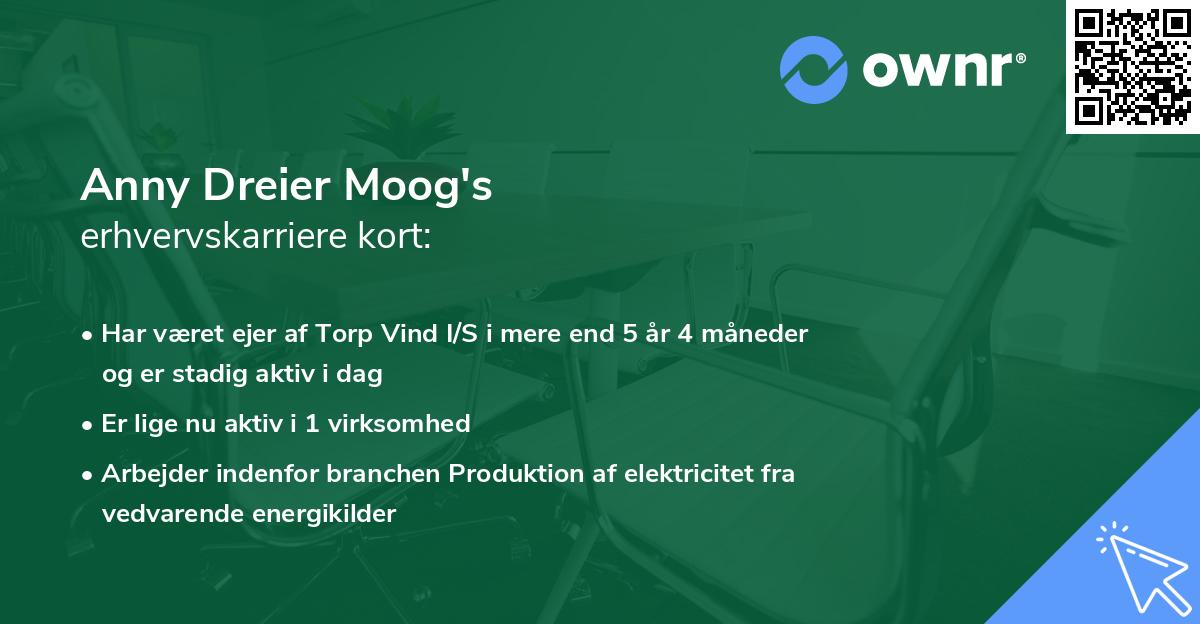Anny Dreier Moog's erhvervskarriere kort
