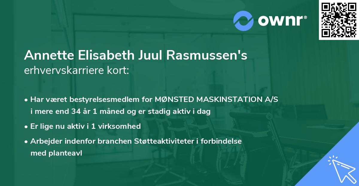 Annette Elisabeth Juul Rasmussen's erhvervskarriere kort
