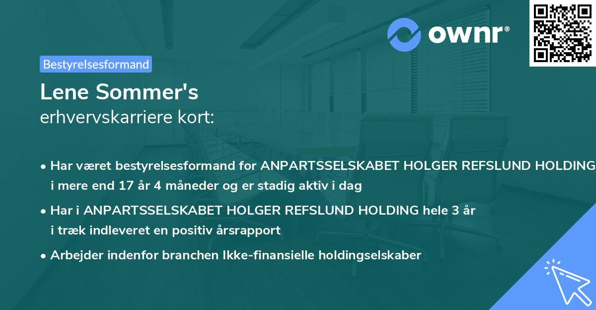 Lene Sommer's erhvervskarriere kort