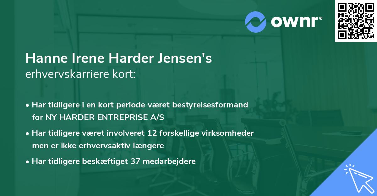 Hanne Irene Harder Jensen's erhvervskarriere kort