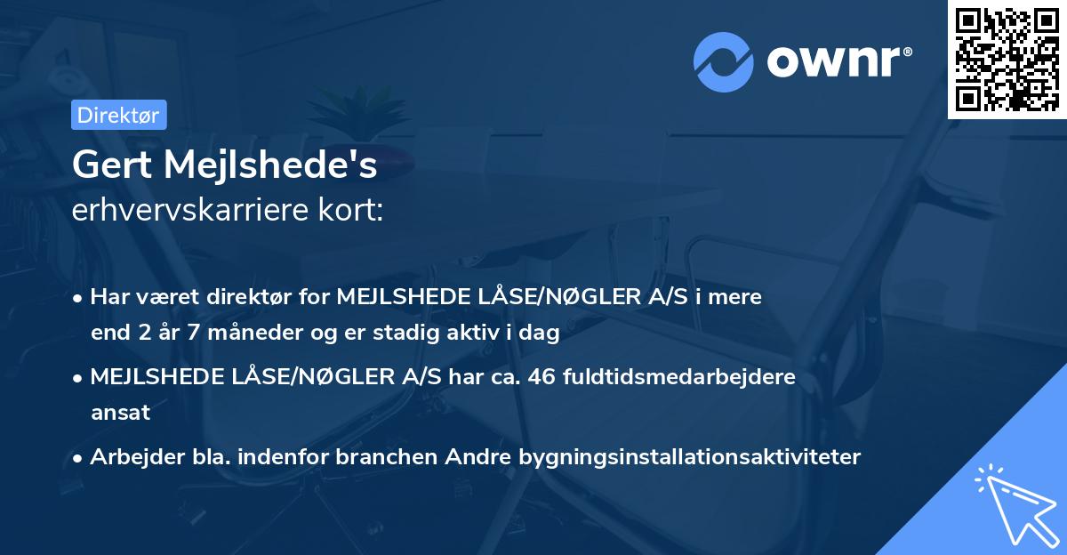 Gert Mejlshede's erhvervskarriere kort