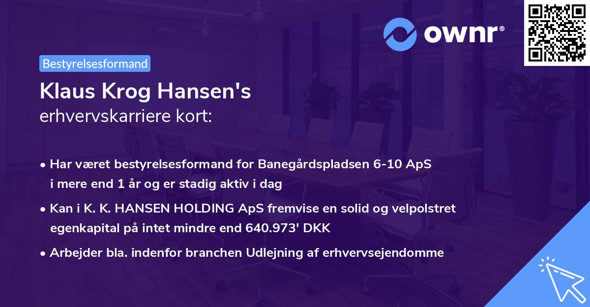 Klaus Krog Hansen's erhvervskarriere kort