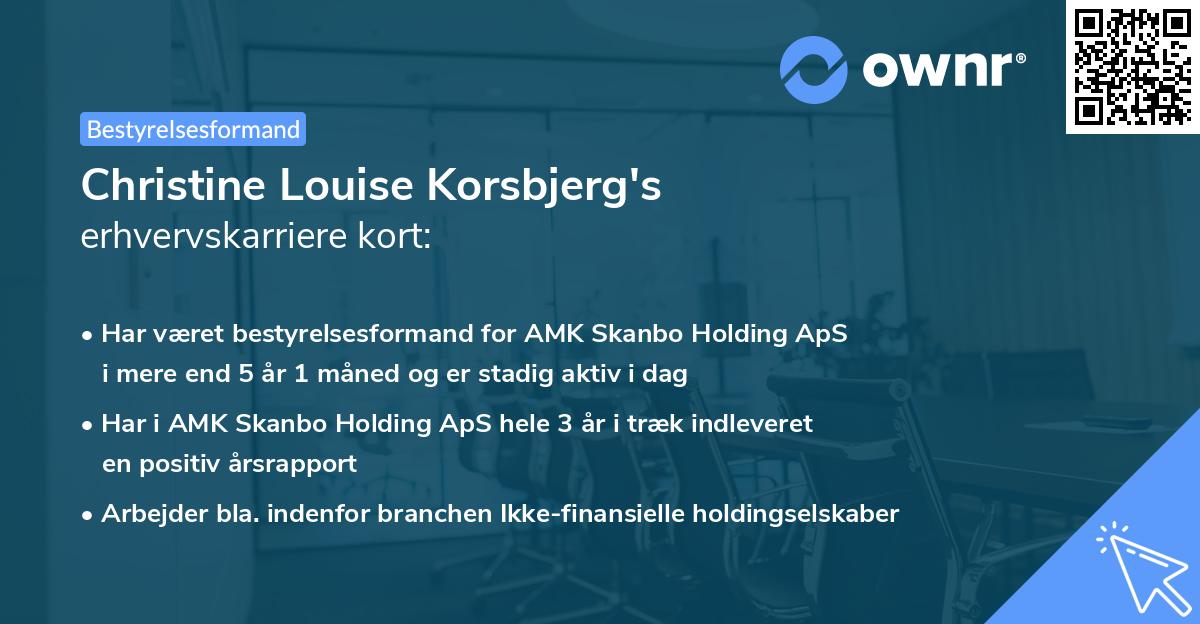 Christine Louise Korsbjerg's erhvervskarriere kort