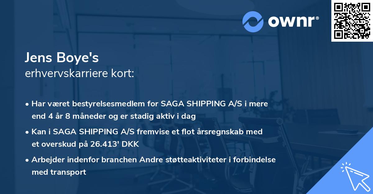 Jens Boye's erhvervskarriere kort