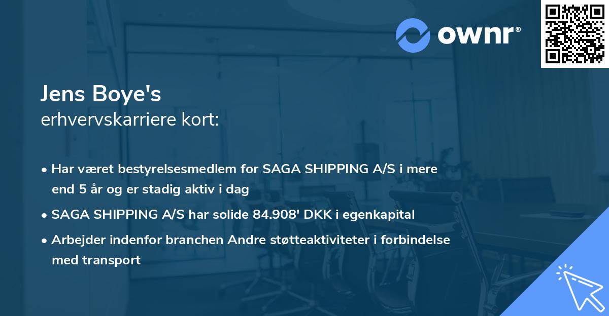Jens Boye's erhvervskarriere kort