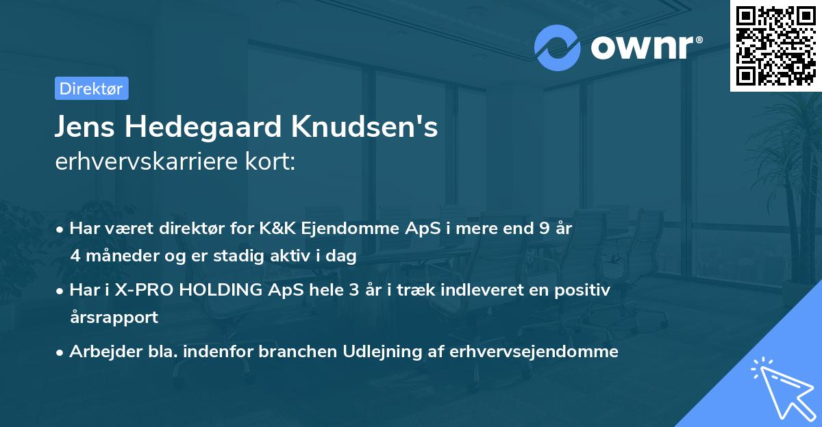 Jens Hedegaard Knudsen's erhvervskarriere kort