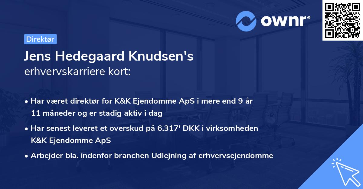 Jens Hedegaard Knudsen's erhvervskarriere kort