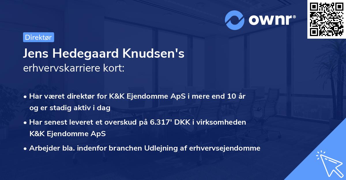 Jens Hedegaard Knudsen's erhvervskarriere kort