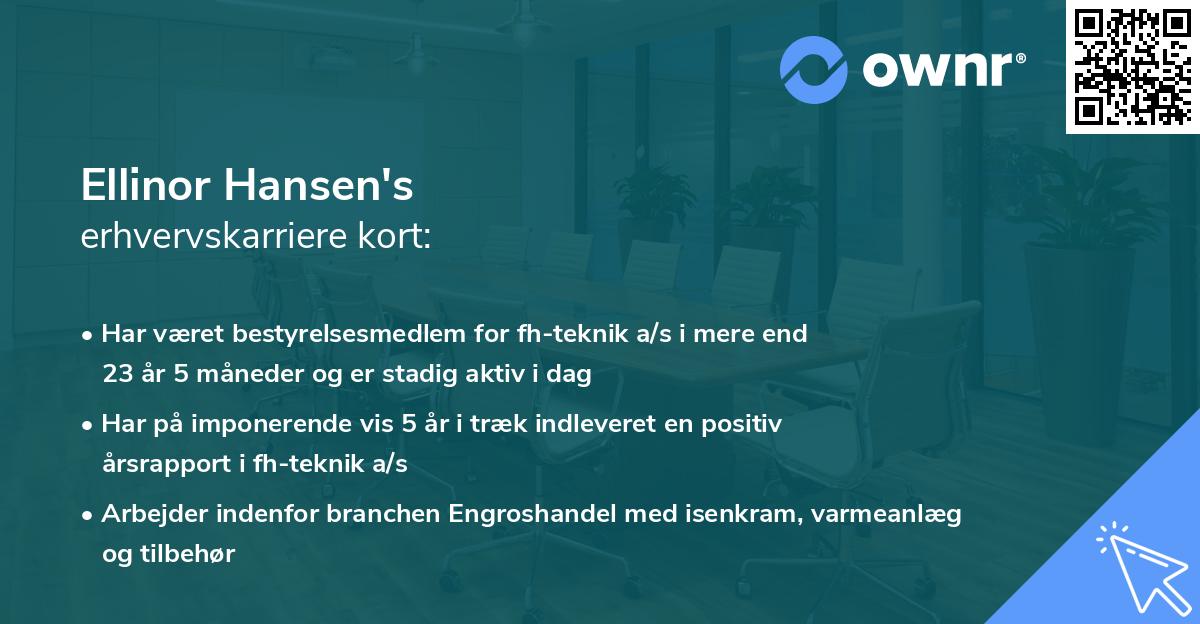 Ellinor Hansen's erhvervskarriere kort
