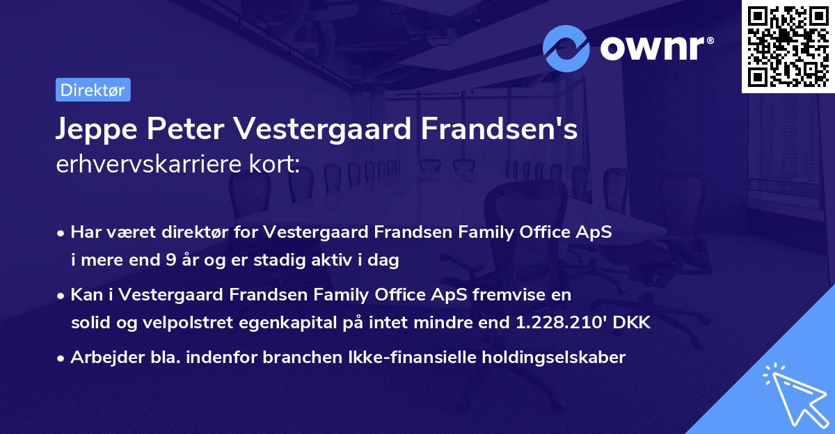 Jeppe Peter Vestergaard Frandsen's erhvervskarriere kort