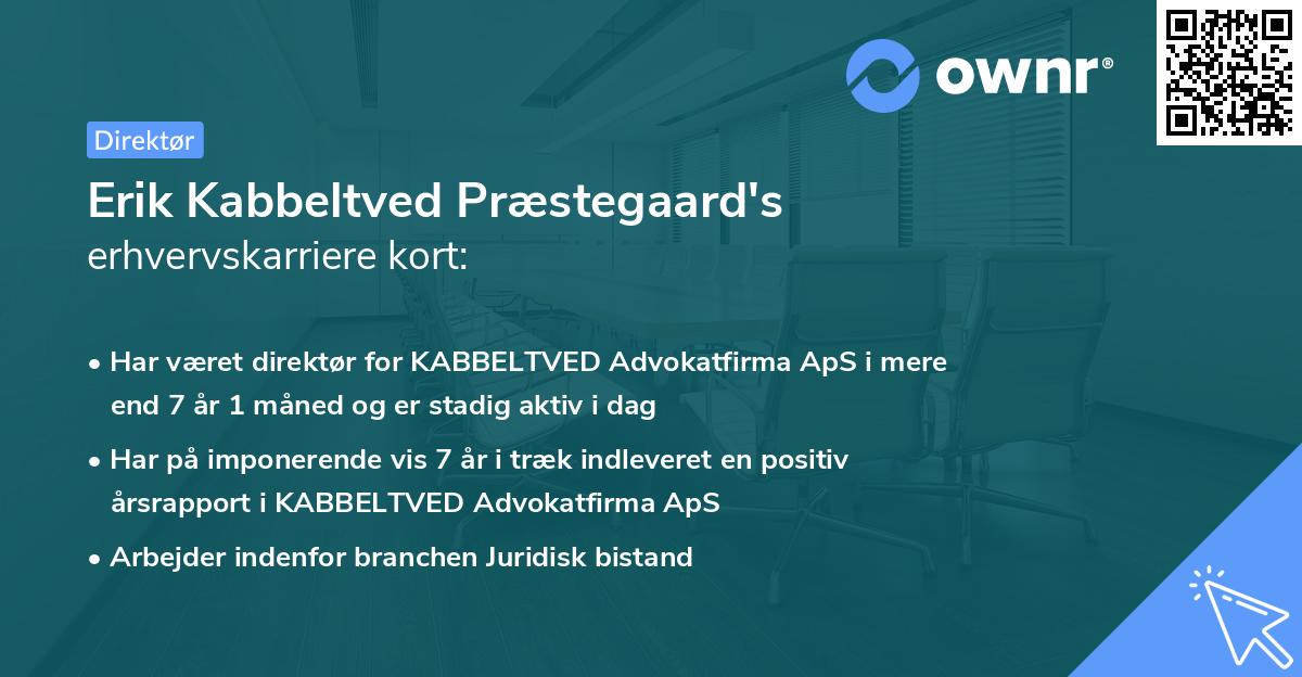 Erik Kabbeltved Præstegaard's erhvervskarriere kort