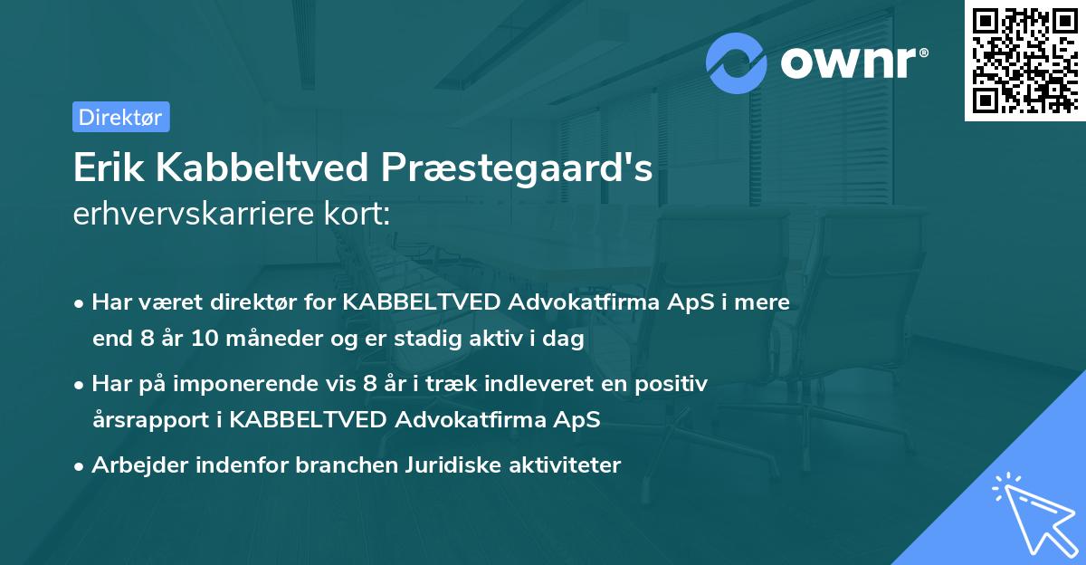 Erik Kabbeltved Præstegaard's erhvervskarriere kort