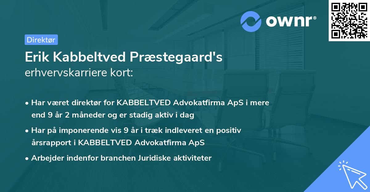 Erik Kabbeltved Præstegaard's erhvervskarriere kort