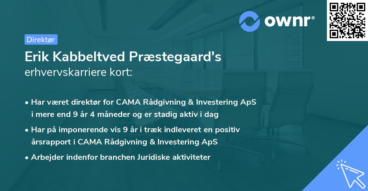 Erik Kabbeltved Præstegaard's erhvervskarriere kort
