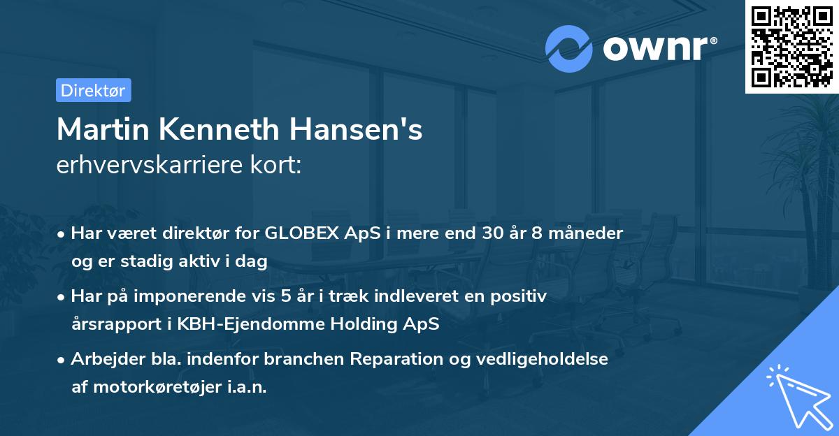 Martin Kenneth Hansen's erhvervskarriere kort