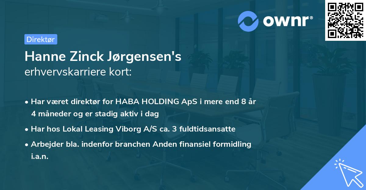 Hanne Zinck Jørgensen's erhvervskarriere kort