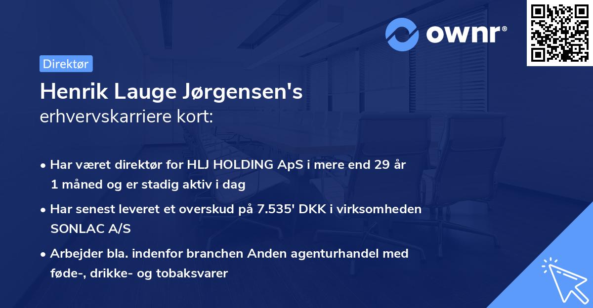 Henrik Lauge Jørgensen's erhvervskarriere kort