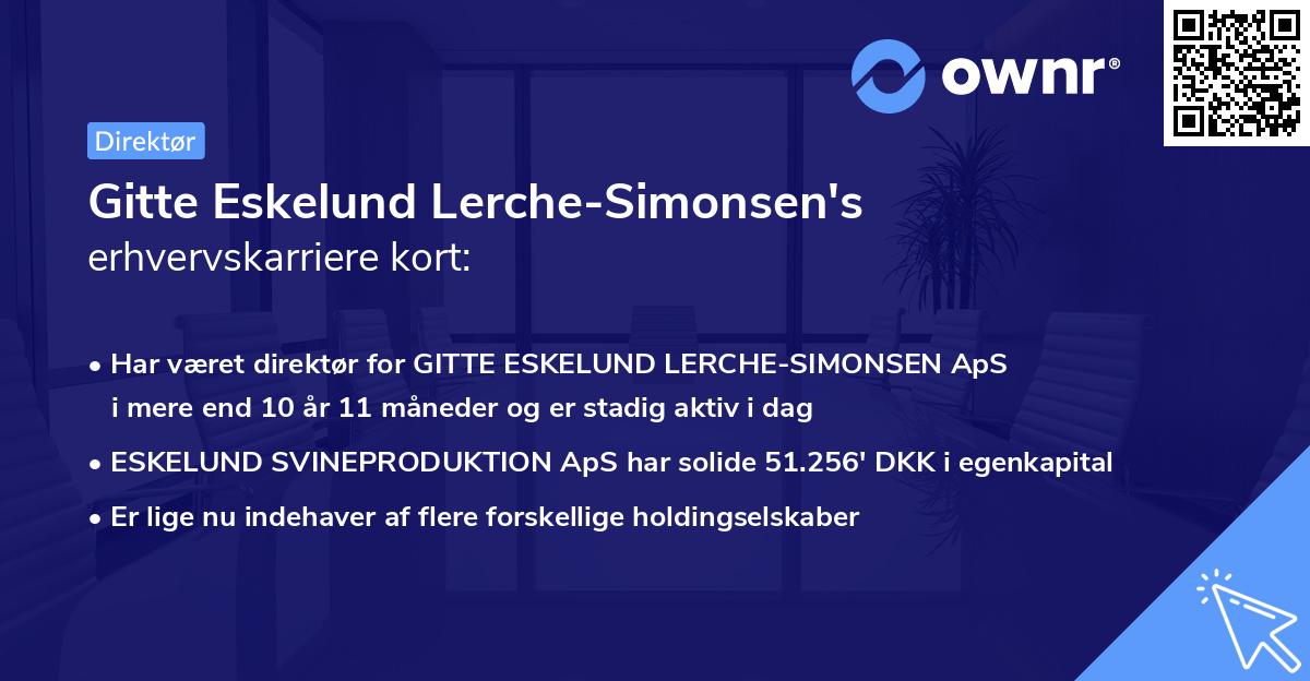 Gitte Eskelund Lerche-Simonsen's erhvervskarriere kort