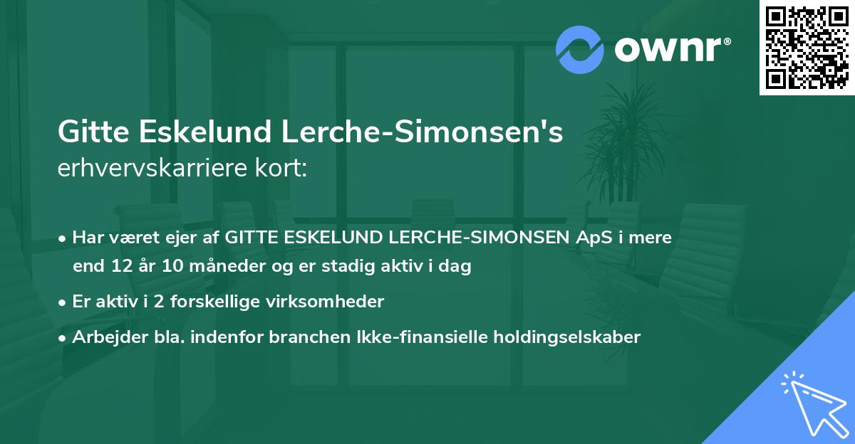 Gitte Eskelund Lerche-Simonsen's erhvervskarriere kort