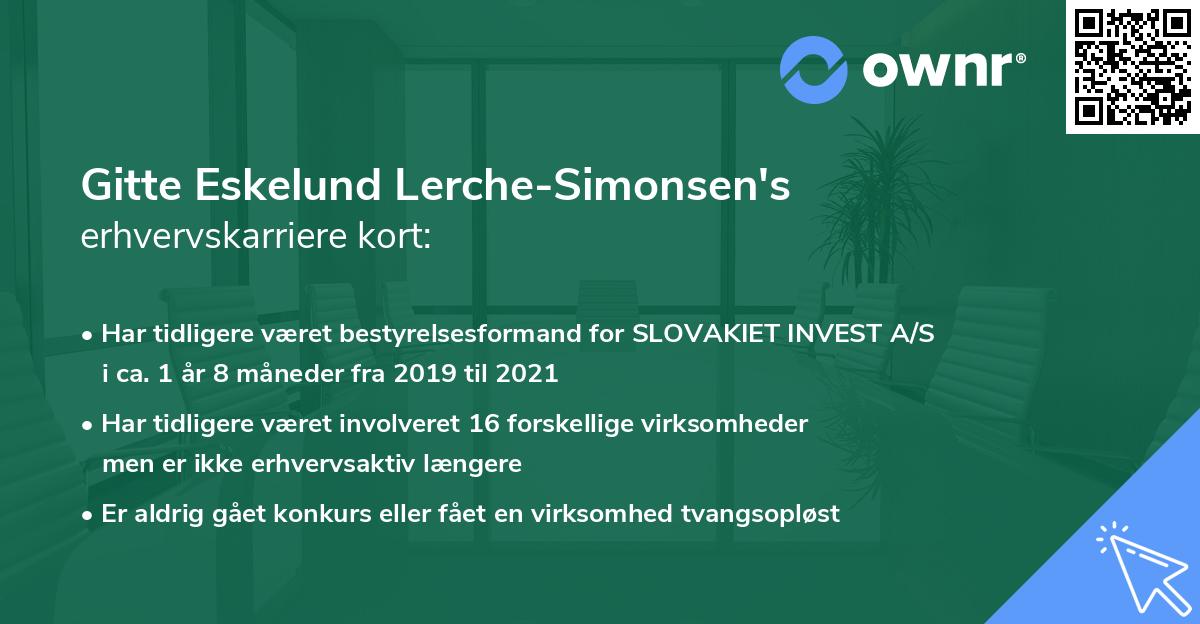 Gitte Eskelund Lerche-Simonsen's erhvervskarriere kort
