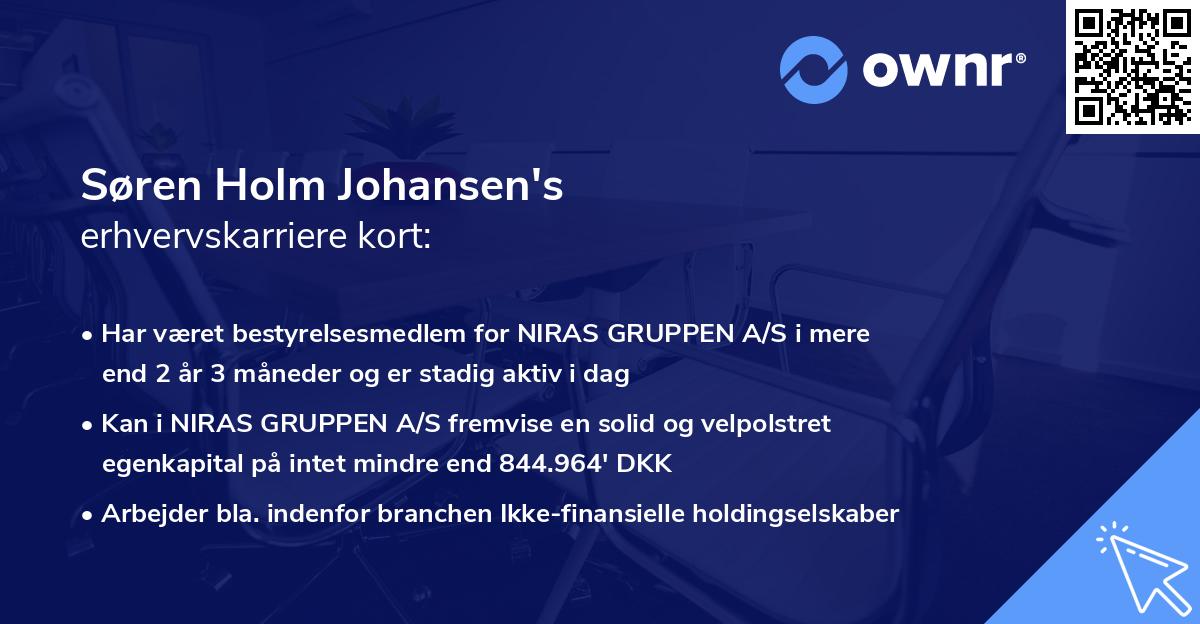 Søren Holm Johansen's erhvervskarriere kort