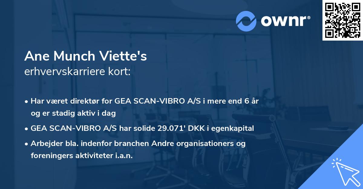 Ane Munch Viette's erhvervskarriere kort