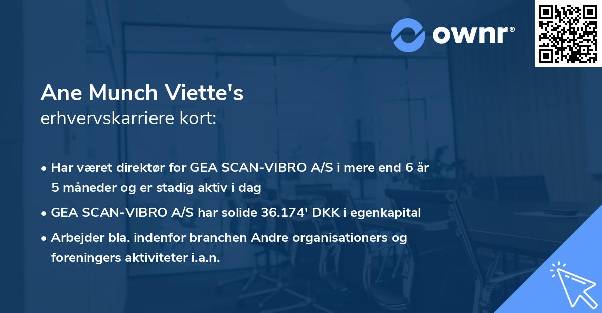 Ane Munch Viette's erhvervskarriere kort