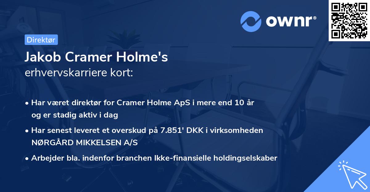 Jakob Cramer Holme's erhvervskarriere kort