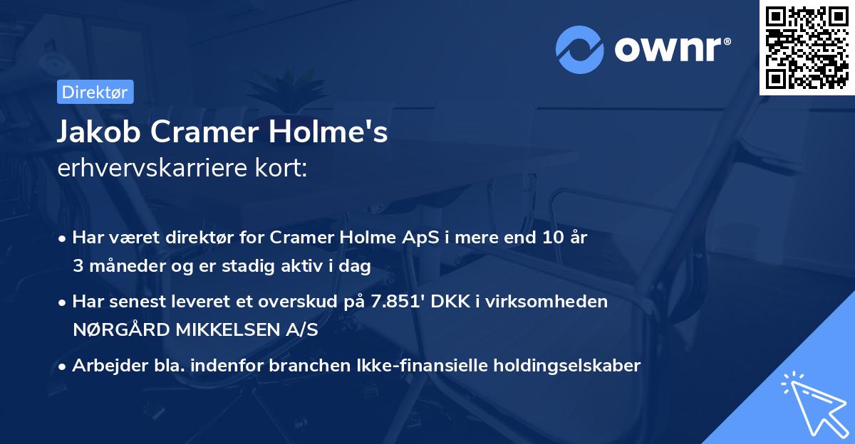 Jakob Cramer Holme's erhvervskarriere kort