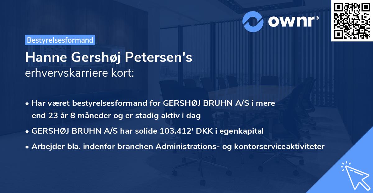 Hanne Gershøj Petersen's erhvervskarriere kort