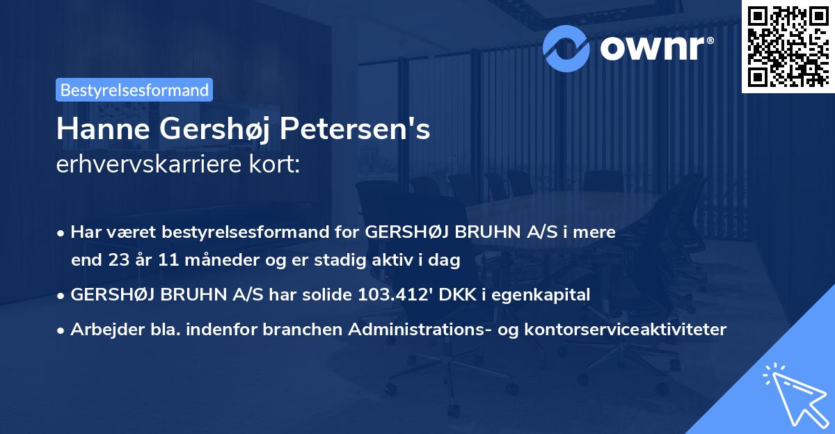 Hanne Gershøj Petersen's erhvervskarriere kort